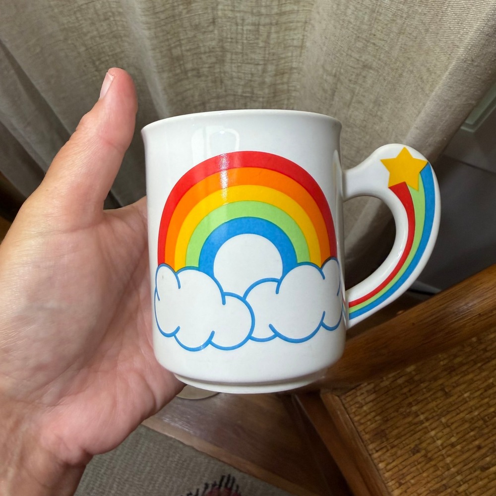 Vintage 1988 The Love Mug Rainbow Shooting Star Cloud Coffee Mug Korea